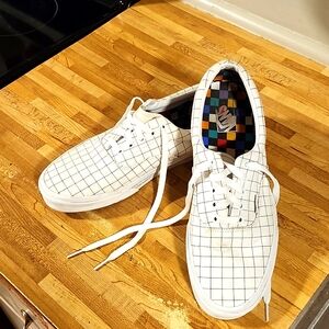 VANS!!  custom white grid "FILL IN THE BLANKS!!" SZ 12 MENS